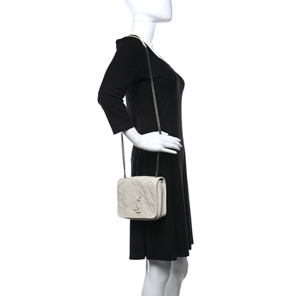 Saint Laurent Crinkled Calfskin Matelasse Monogram Niki Chain Wallet Granite 2 of 12