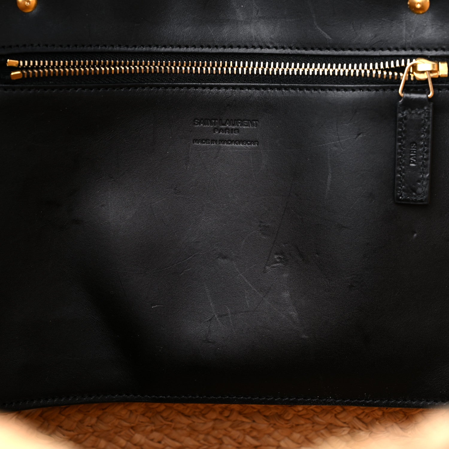 Saint Laurent Raffia Calfskin Medium Panier Tote 9 of 11