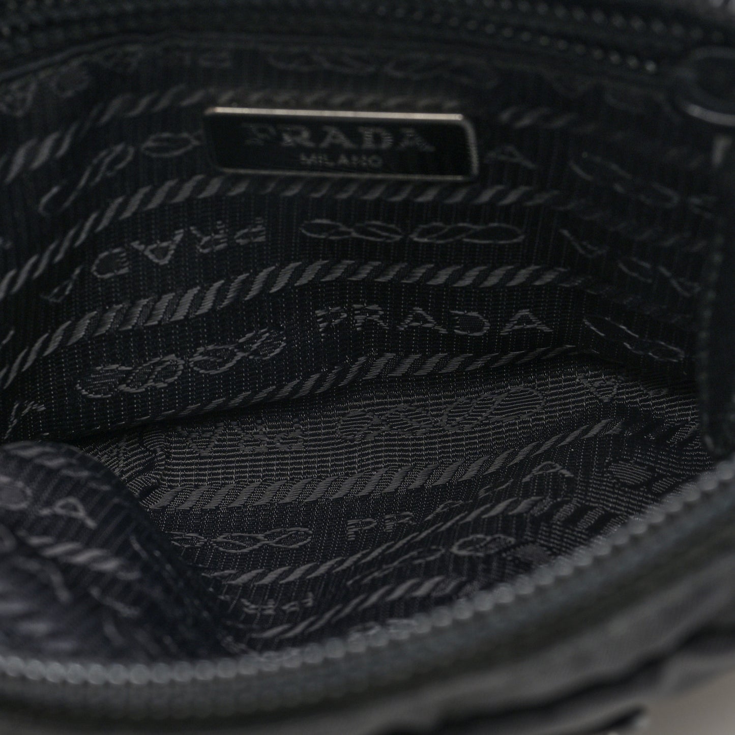 Nylon Saffiano Triangle Mini Wristlet Pouch Black