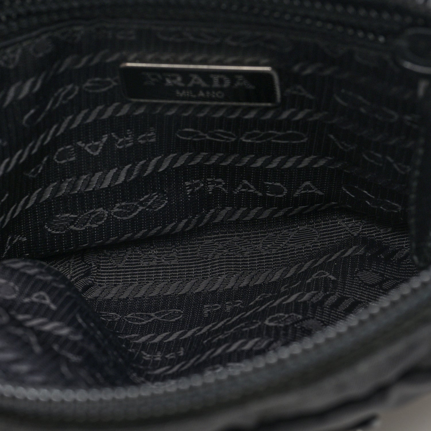 Prada Nylon Saffiano Triangle Mini Wristlet Pouch Black 4 of 6