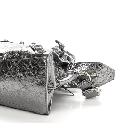 Balenciaga Agneau Arena Crystal Neo Cagole Handbag XS Silver 10 of 10