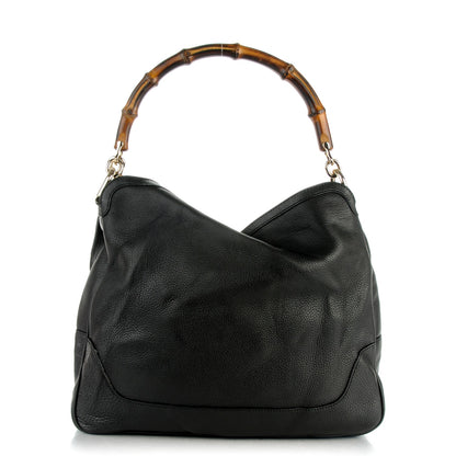 Gucci Pebbled Calfskin Medium Diana Bamboo Shoulder Bag Black 1 of 7