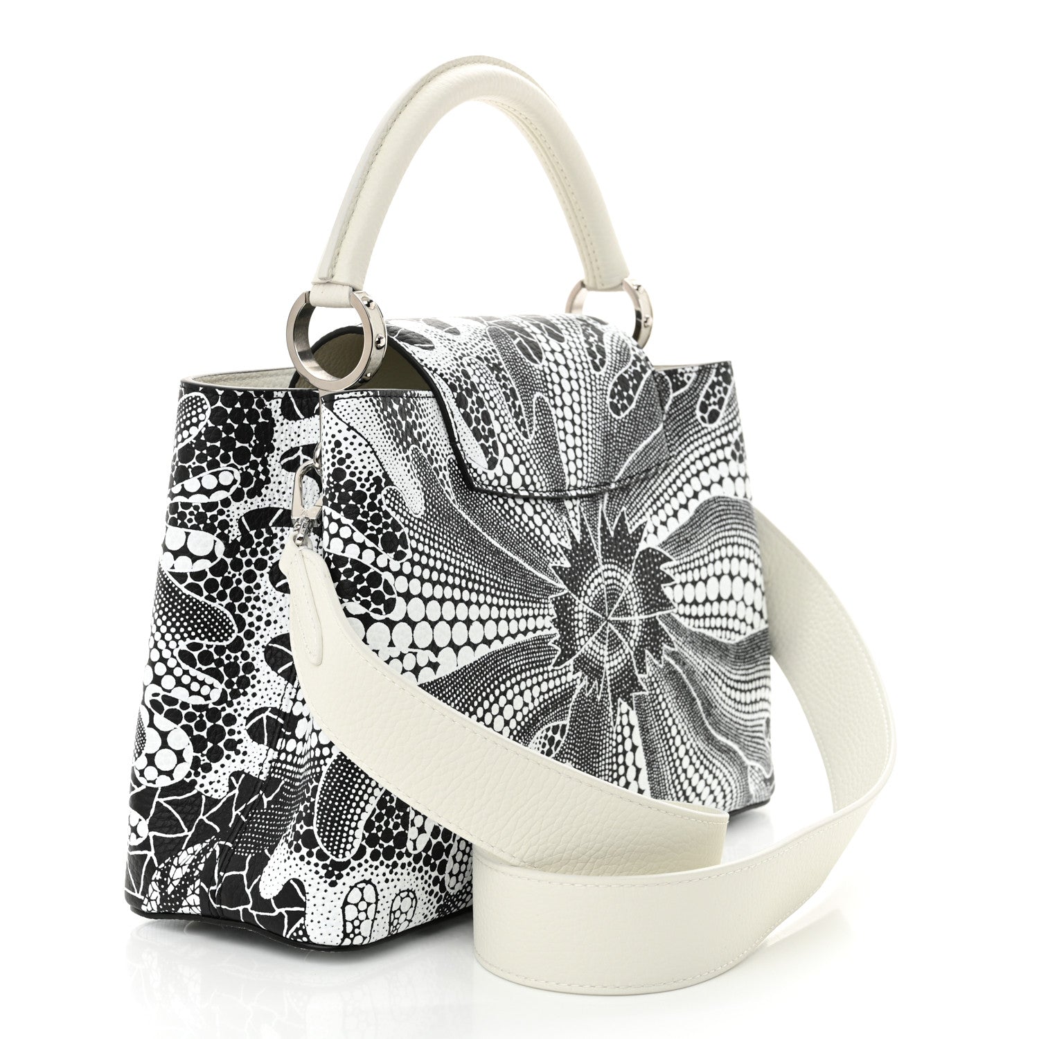 Louis Vuitton LV X YK Taurillon Psychedelic Capucines MM Black White 3 of 10