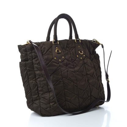 Prada Tessuto Nylon Chevron Quilted Tote Ebano 4 of 10