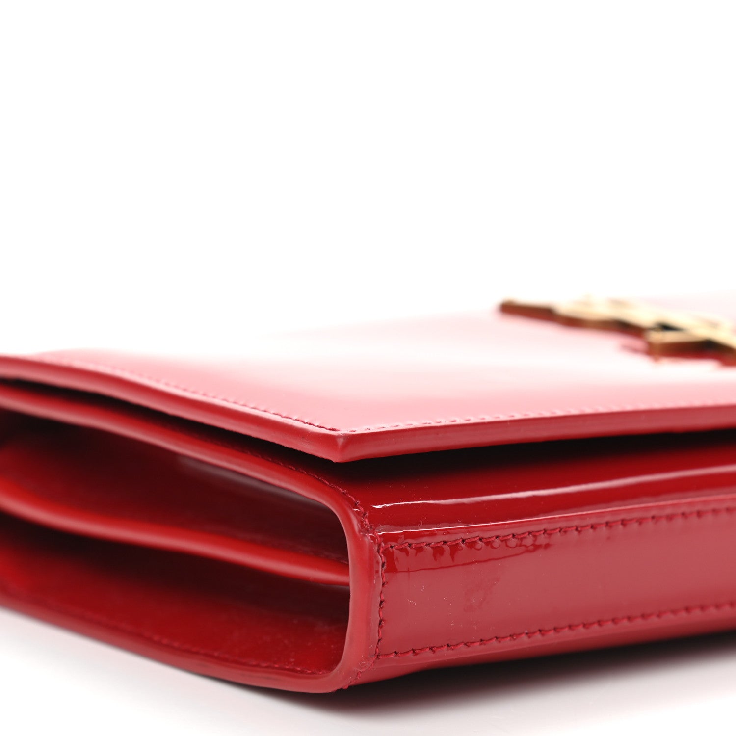 Saint Laurent Patent Calfskin Monogram Kate Wallet On Chain Rouge Eros 10 of 12