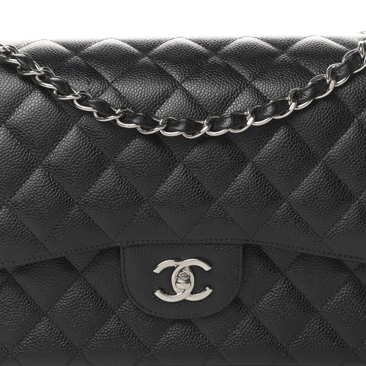 Caviar Quilted Jumbo Double Flap Black