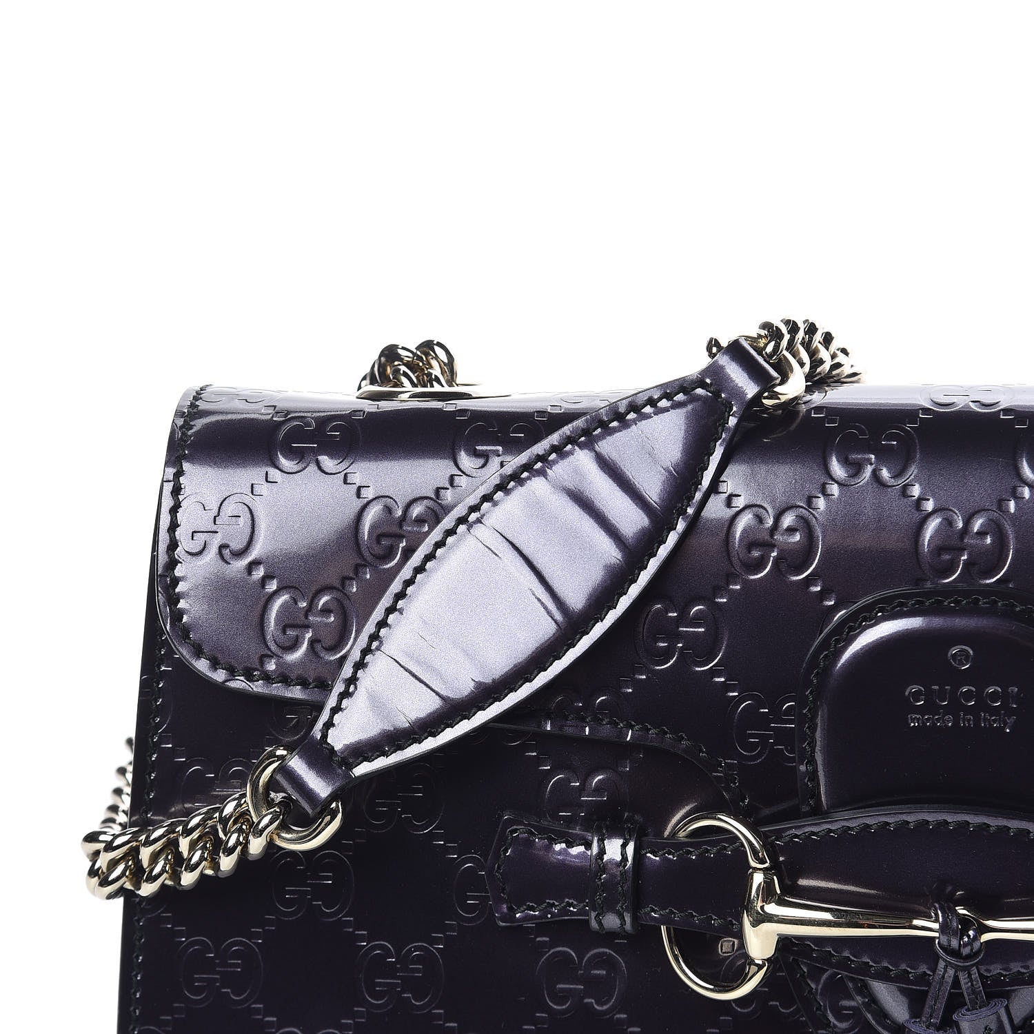 Gucci Shine Guccissima Medium Emily Chain Shoulder Bag Melanzana 11 of 11