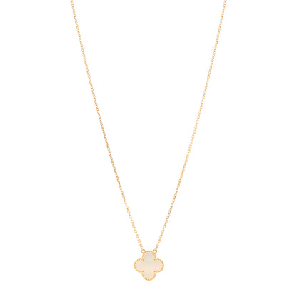Van Cleef & Arpels 18K Yellow Gold Mother of Pearl Vintage Alhambra Pendant Necklace 1 of 5