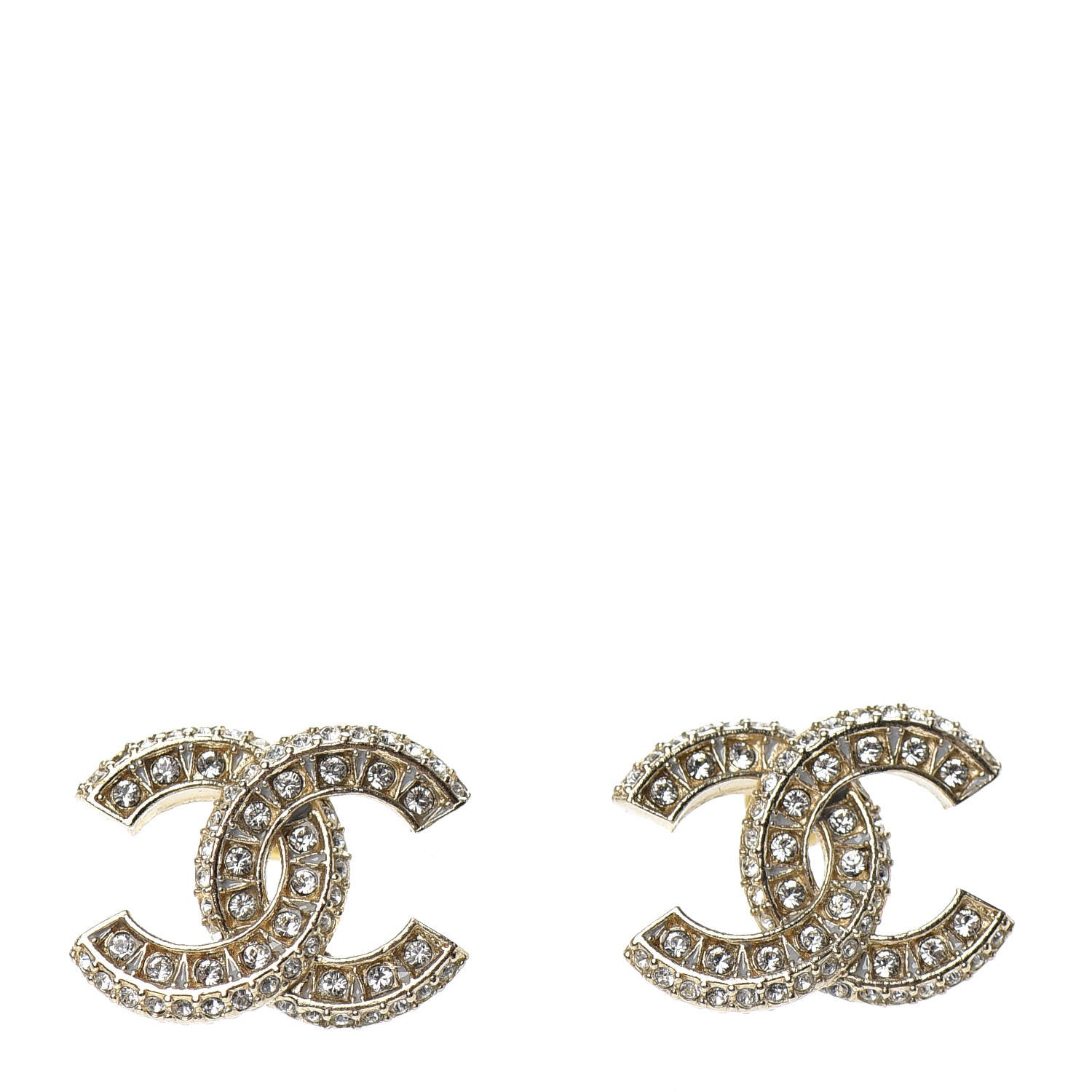 Chanel Crystal Timeless CC Earrings Light Gold 1 of 5