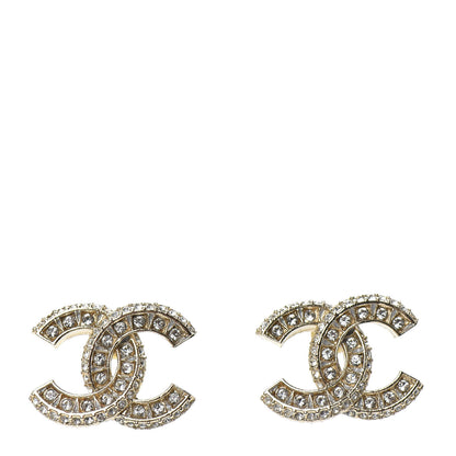 Chanel Crystal Timeless CC Earrings Light Gold 1 of 5