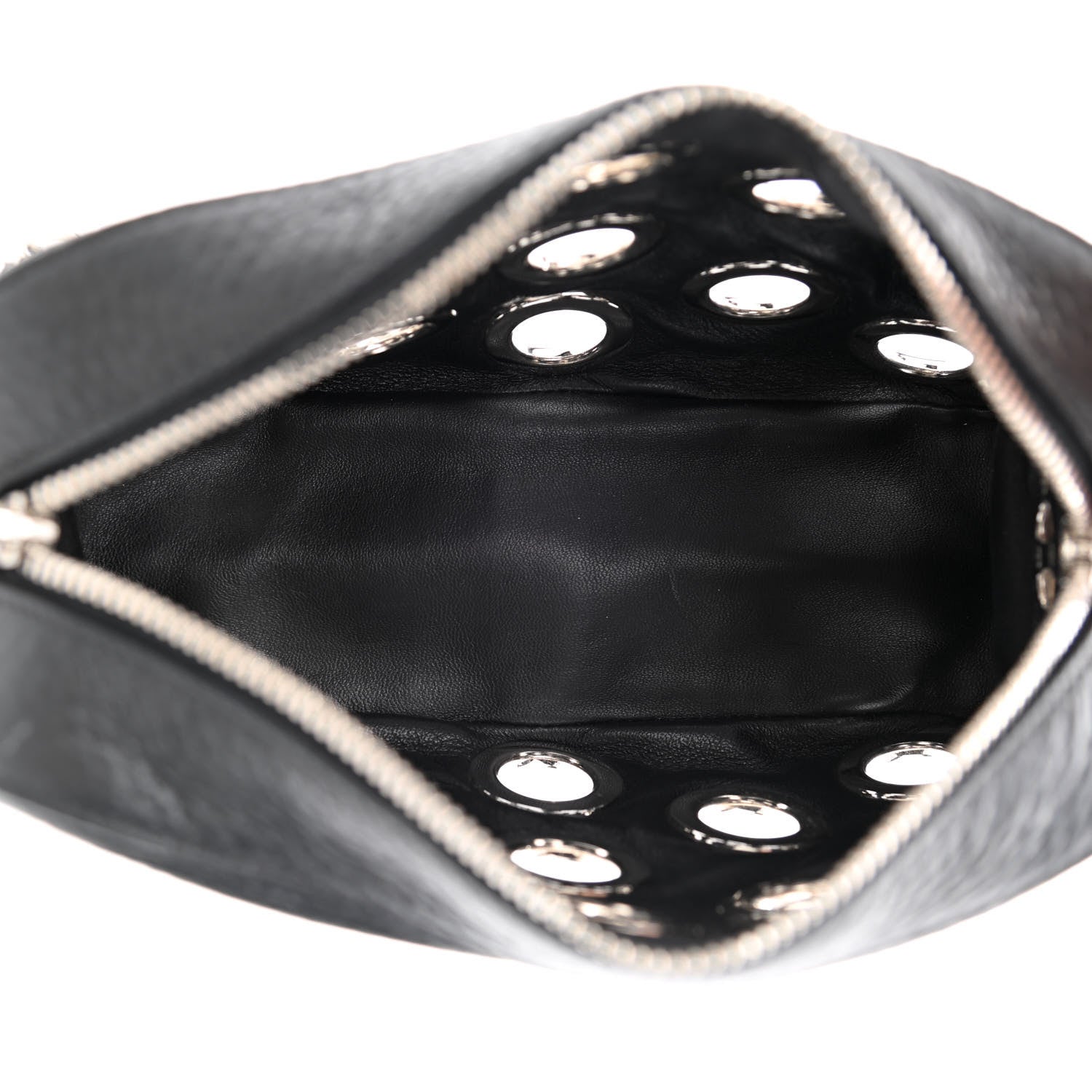 Prada Vitello Daino Grommet Chain Satchel Bag Black 7 of 17