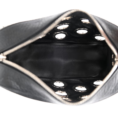 Prada Vitello Daino Grommet Chain Satchel Bag Black 7 of 17