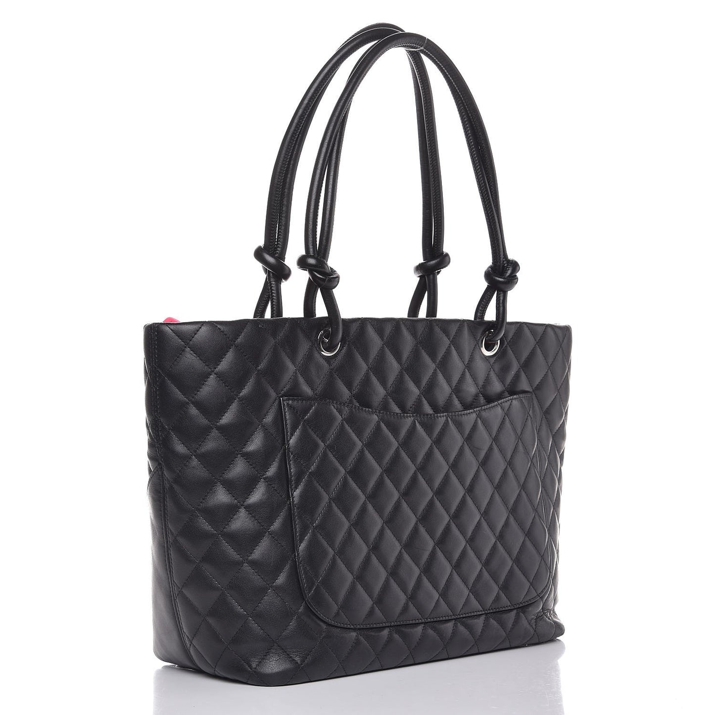 Calfskin Quilted Large Cambon Tote Black White