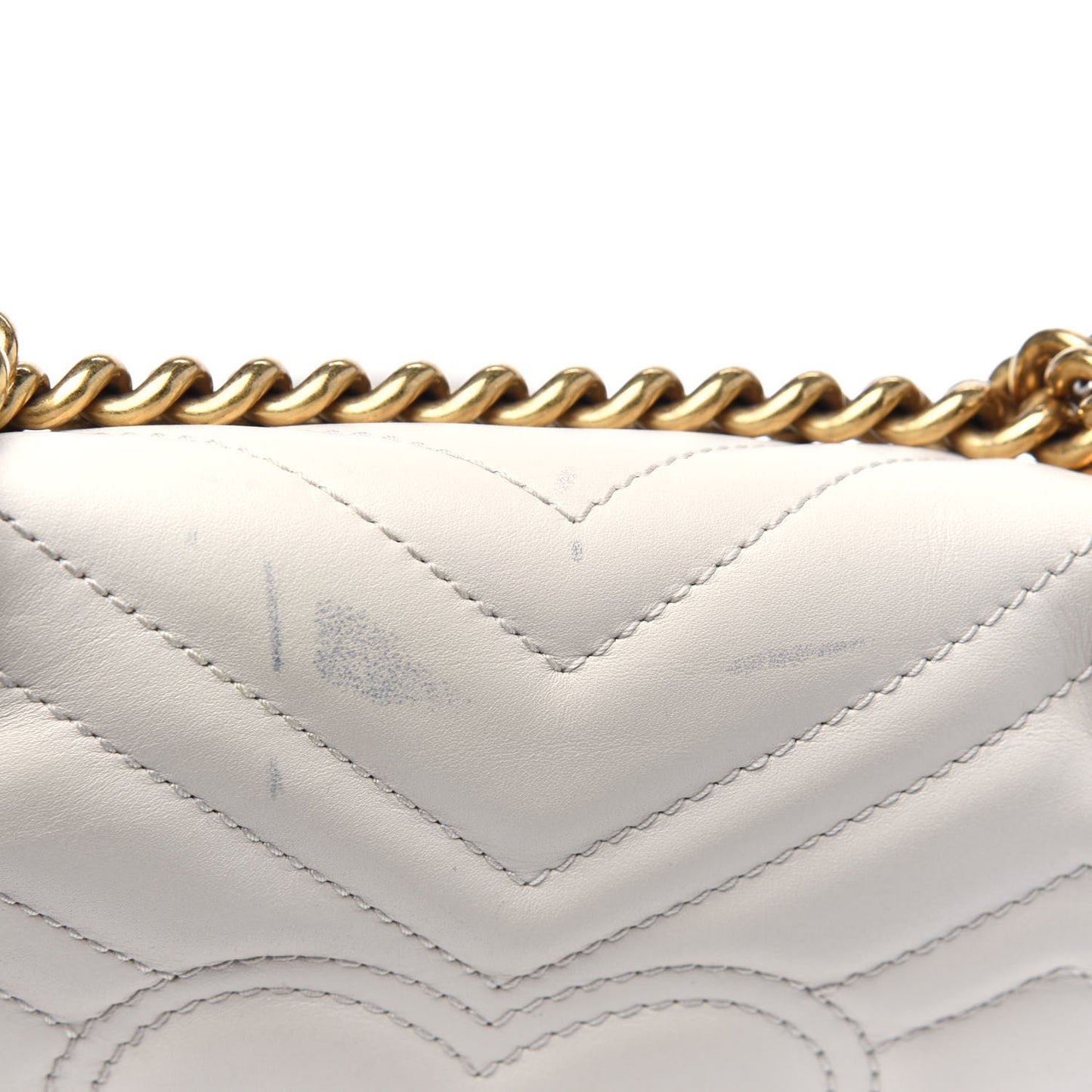 Calfskin Matelasse Mini GG Marmont Shoulder Bag White