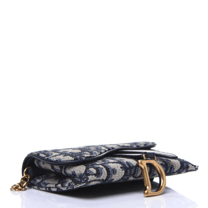 Christian Dior Oblique Nano Saddle Chain Pouch Blue 4 of 11