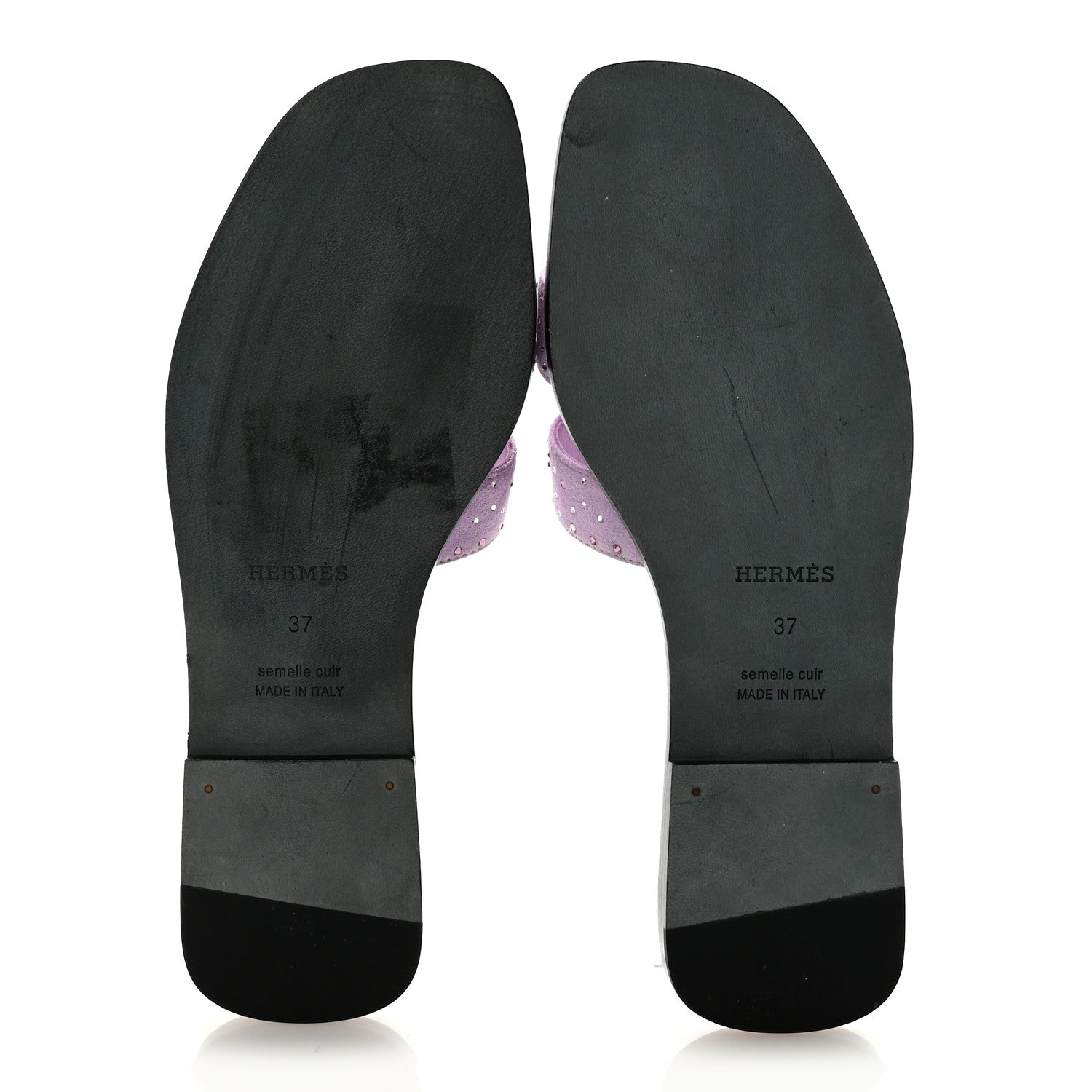 Hermes Suede Goatskin Crystal Oran Sandals 37 Violet Amethyste 6 of 10