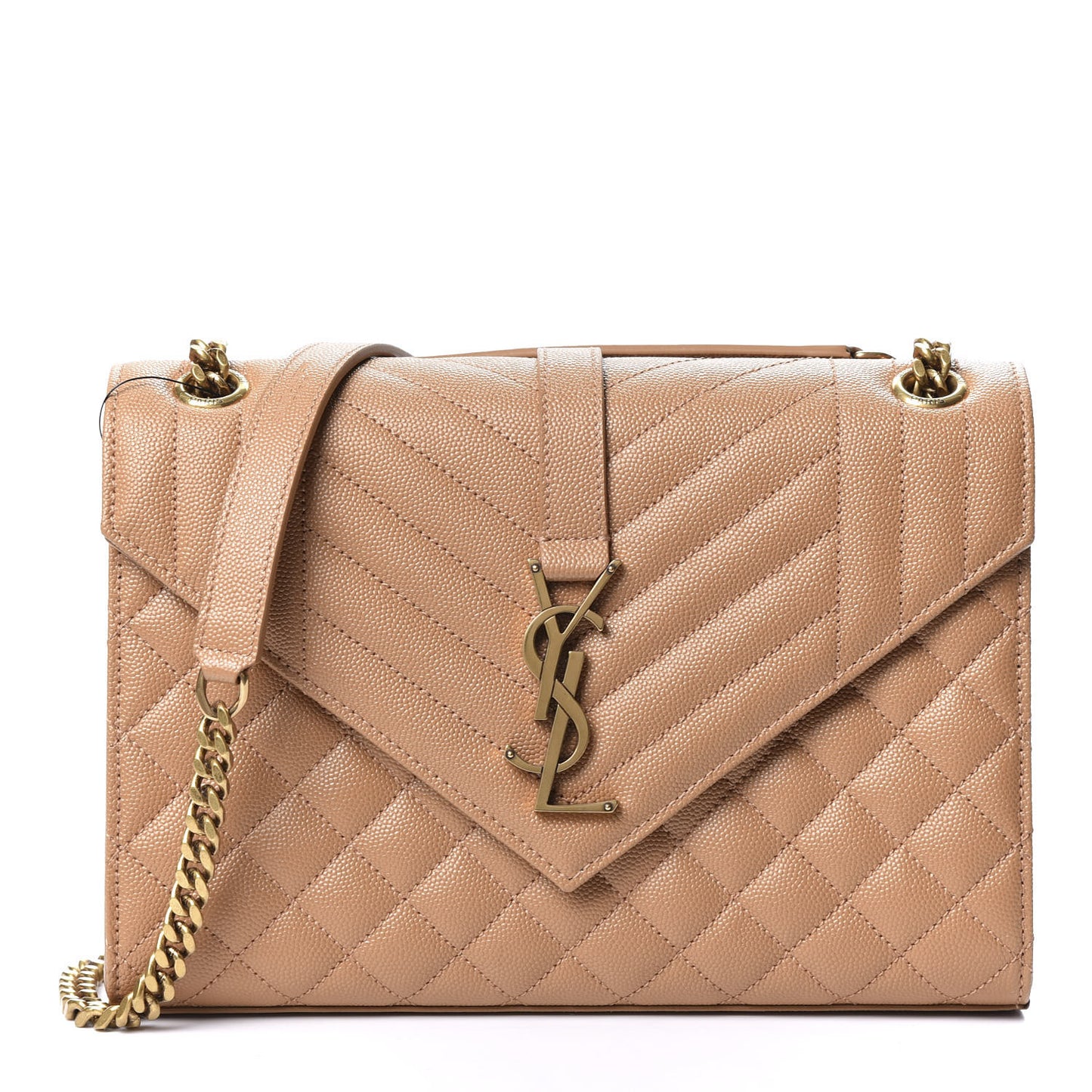 Grain De Poudre Textured Mixed Matelasse Triquilt Medium Monogram Satchel Dune