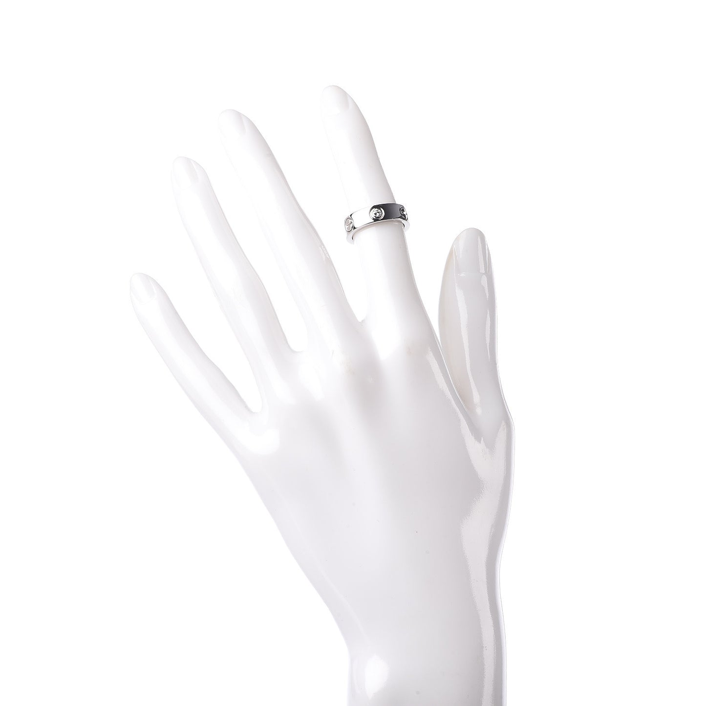 18K White Gold 3 Diamond 5.5mm LOVE Ring 47 4.25