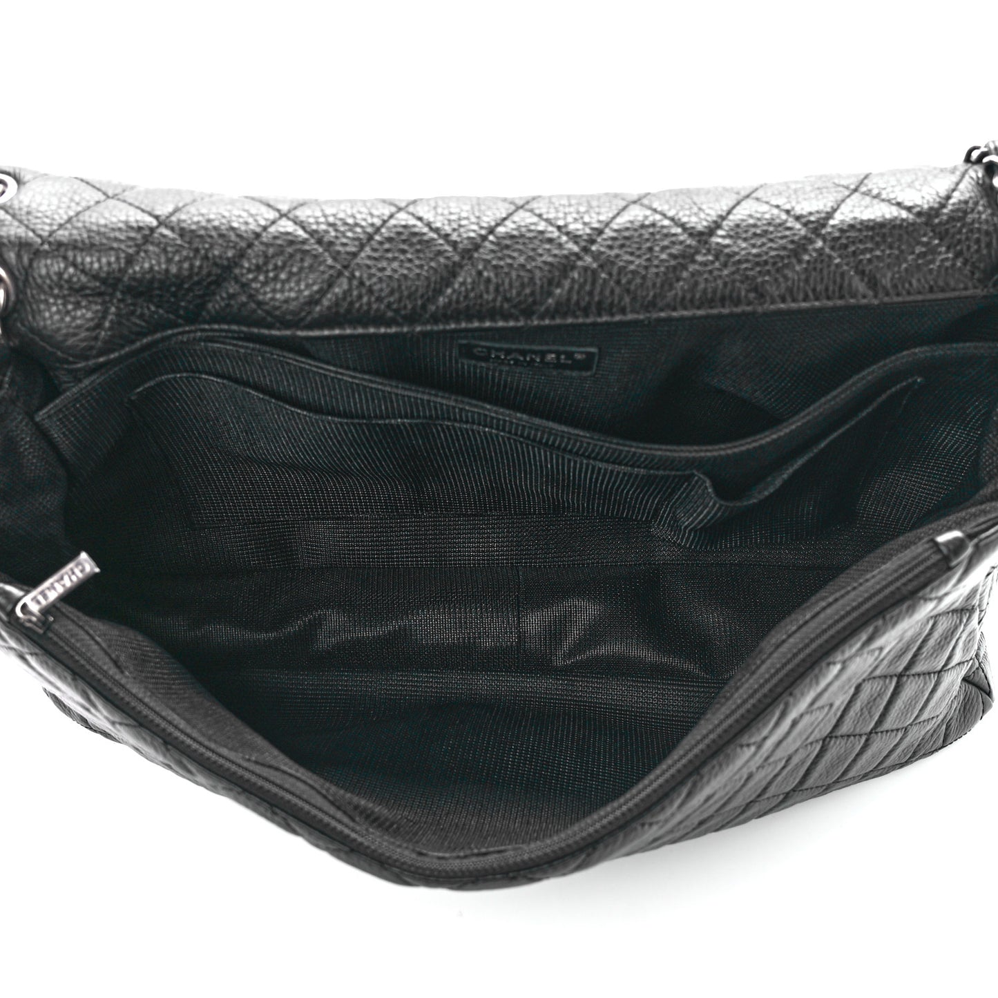 Calfskin Quilted XXL Travel Flap Bag Black
