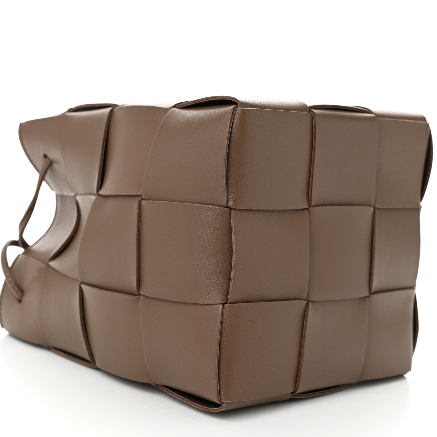 Nappa Maxi Intrecciato Small Cassette Bucket Bag Dark Taupe