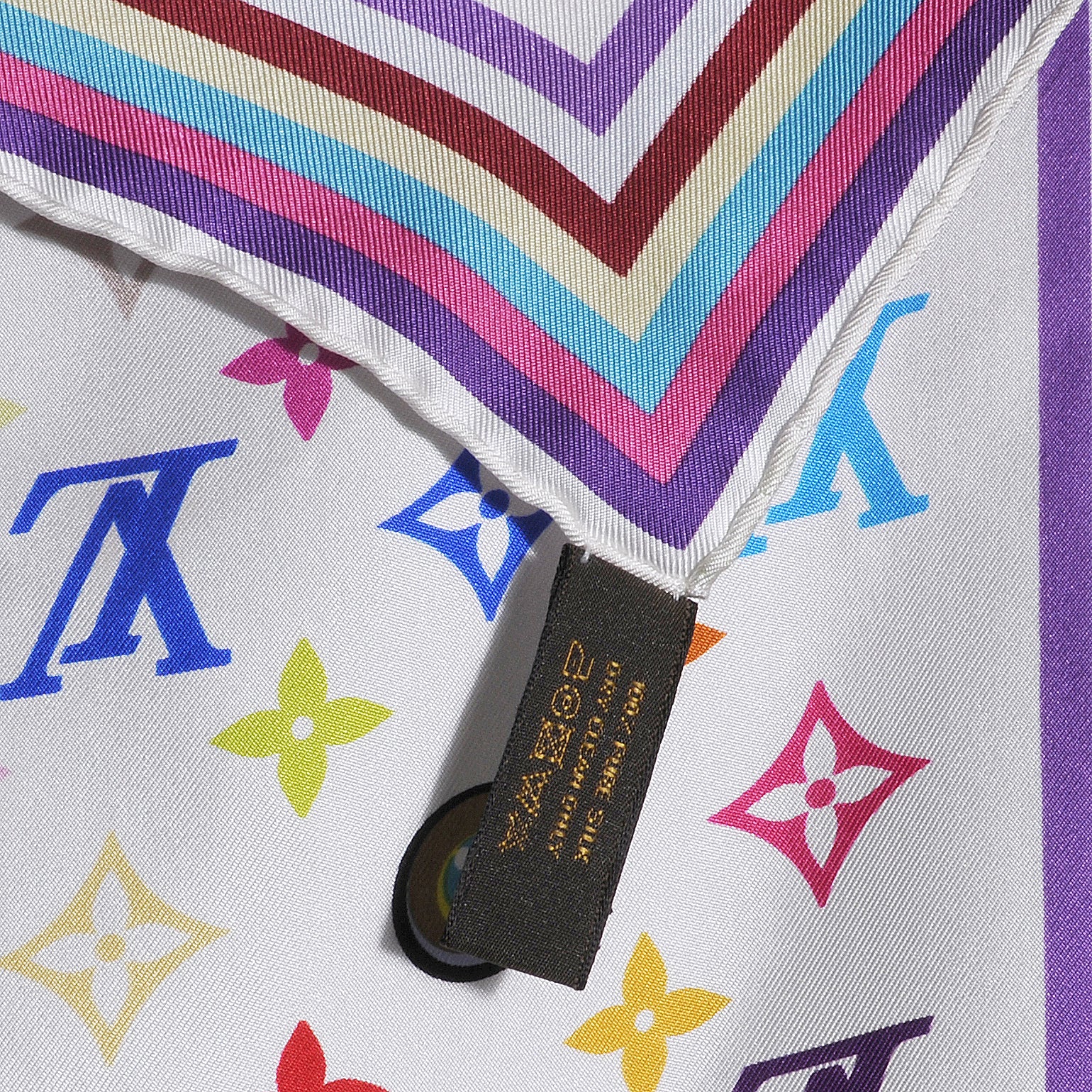 Louis Vuitton Silk Multicolor Eye Love Scarf White 7 of 7