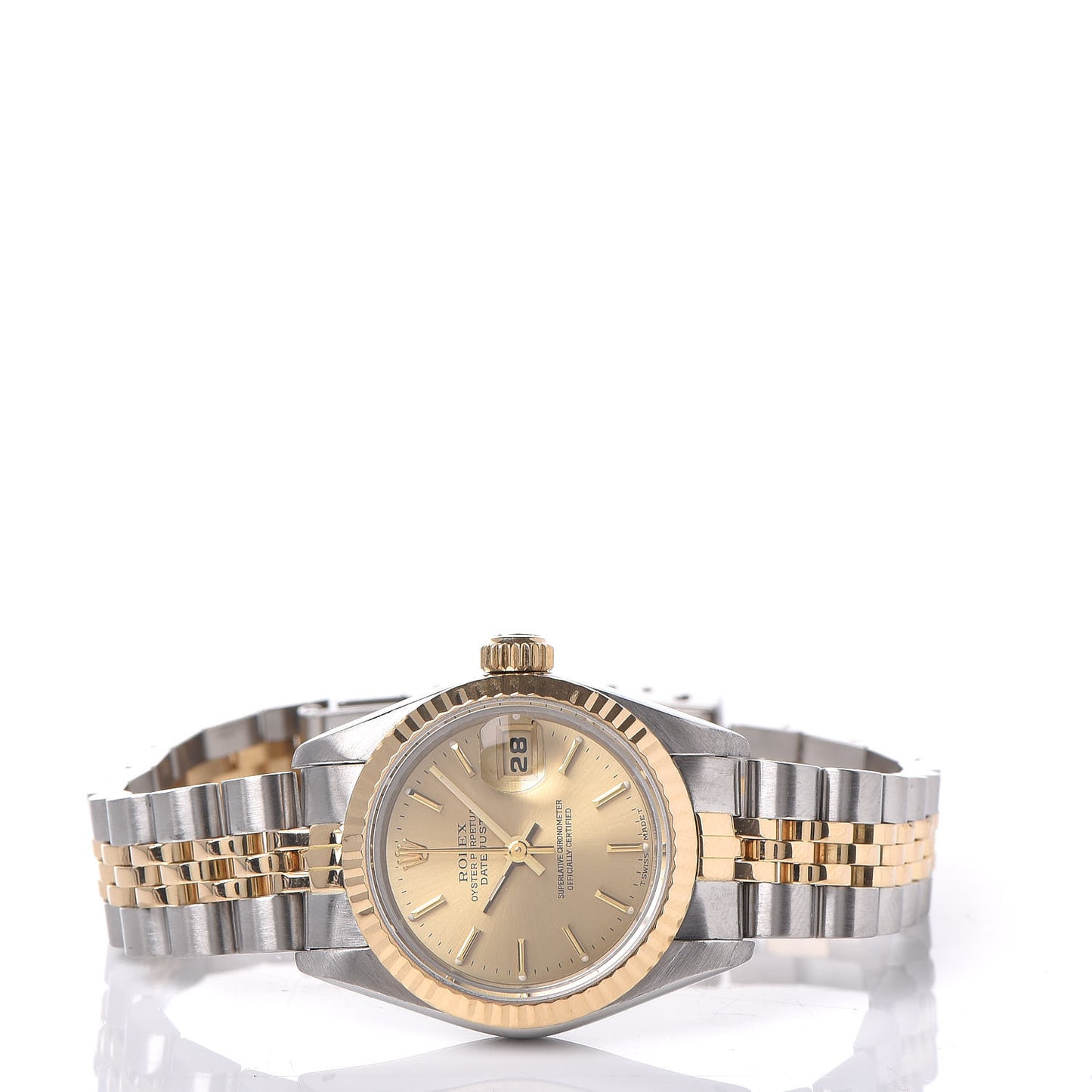 Stainless Steel 18K Yellow Gold 26mm Oyster Perpetual Datejust Watch Champagne 69173