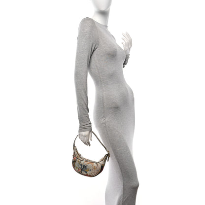 Gucci GG Supreme Monogram Water Flora Web Mini Ophidia Half Moon Hobo Beige White Multicolor 2 of 9