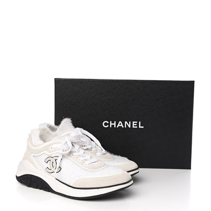 Chanel Fabric Calfskin Suede CC Womens Sneakers 38.5 White 7 of 7