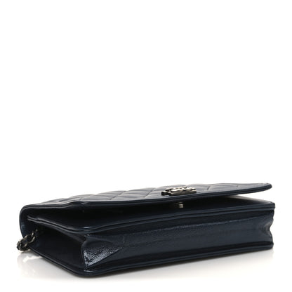 Chanel Iridescent Calfskin Quilted Boy Wallet On Chain WOC Blue 4 of 12