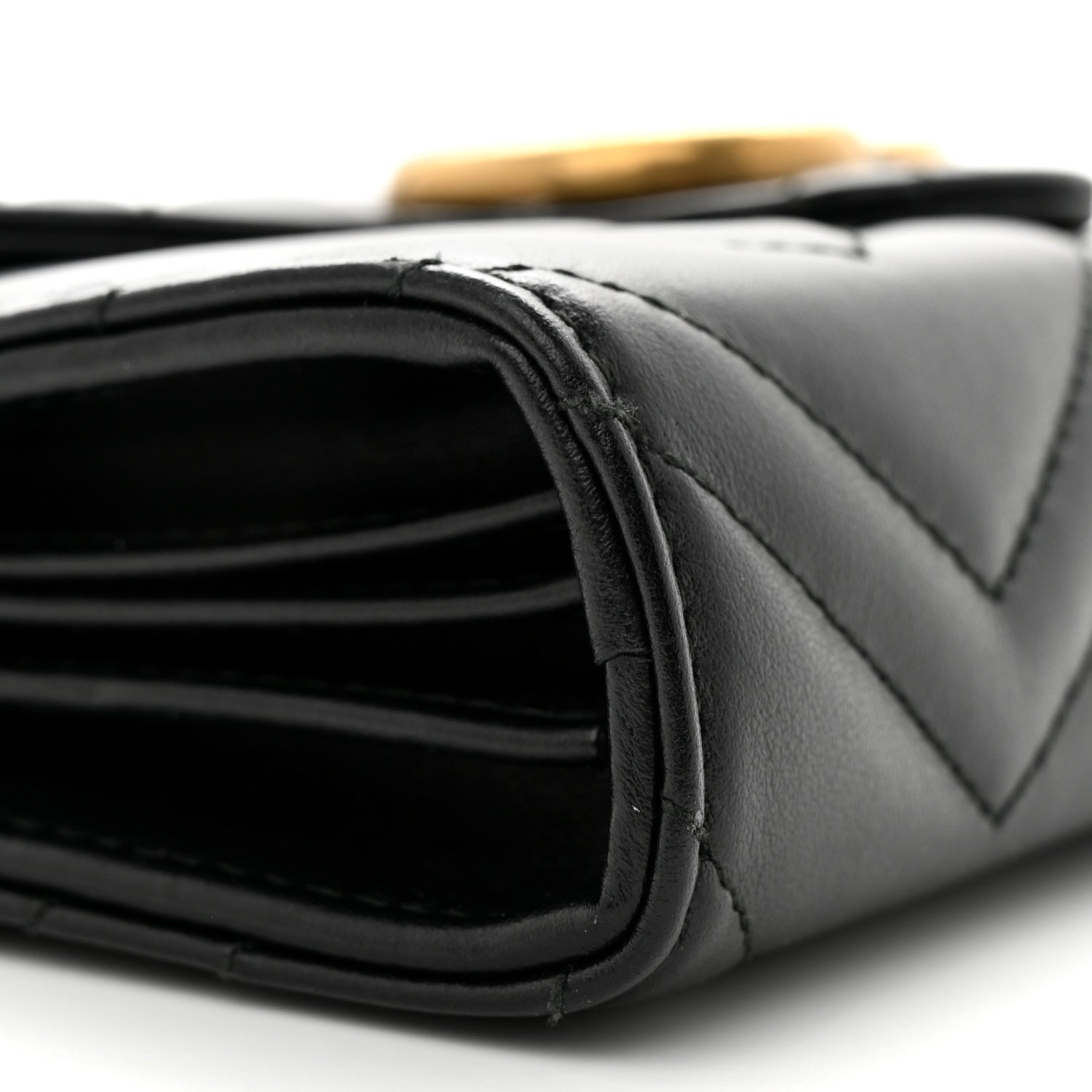 Gucci Calfskin Matelasse GG Marmont Chain Wallet Black 9 of 13