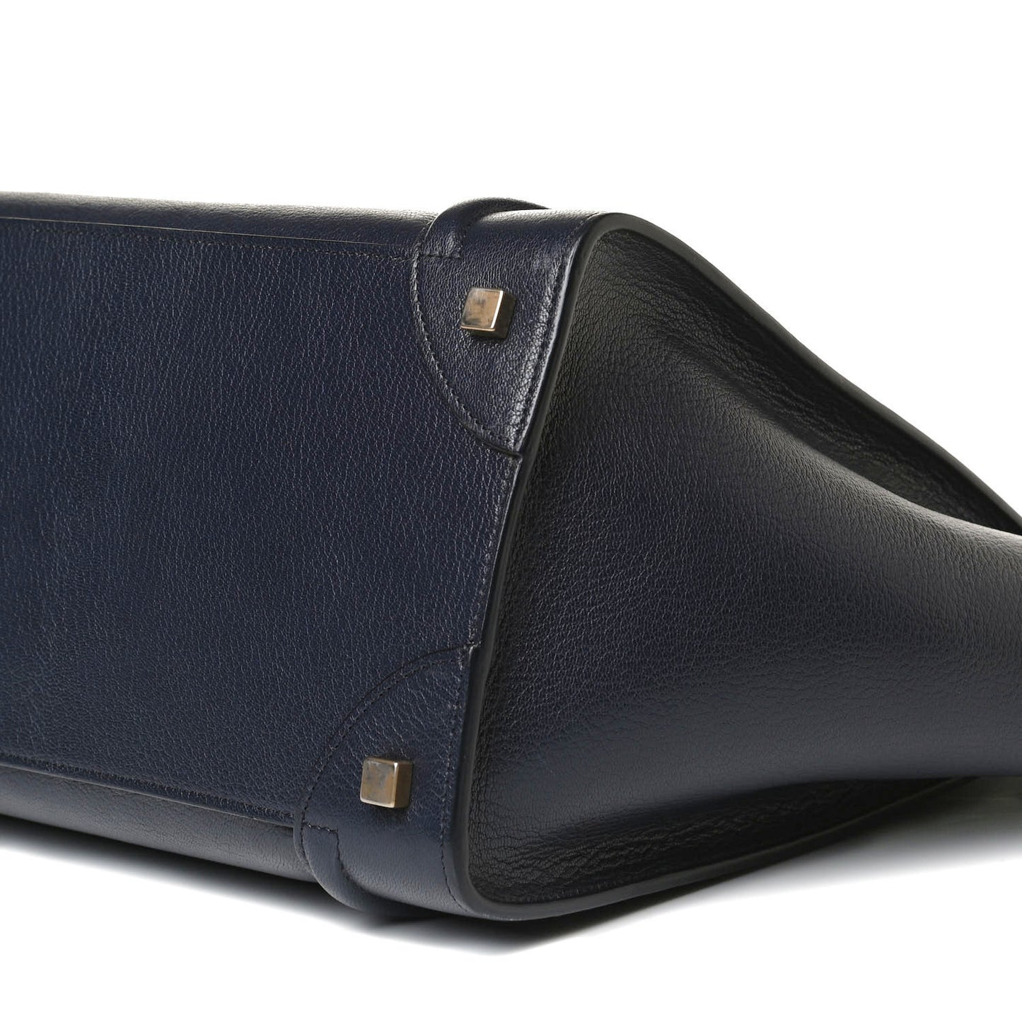 Drummed Calfskin Mini Bi-Color Luggage Navy Black