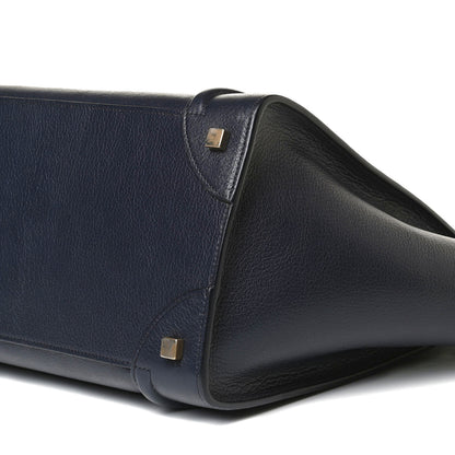 Celine Drummed Calfskin Mini Bi-Color Luggage Navy Black 8 of 10
