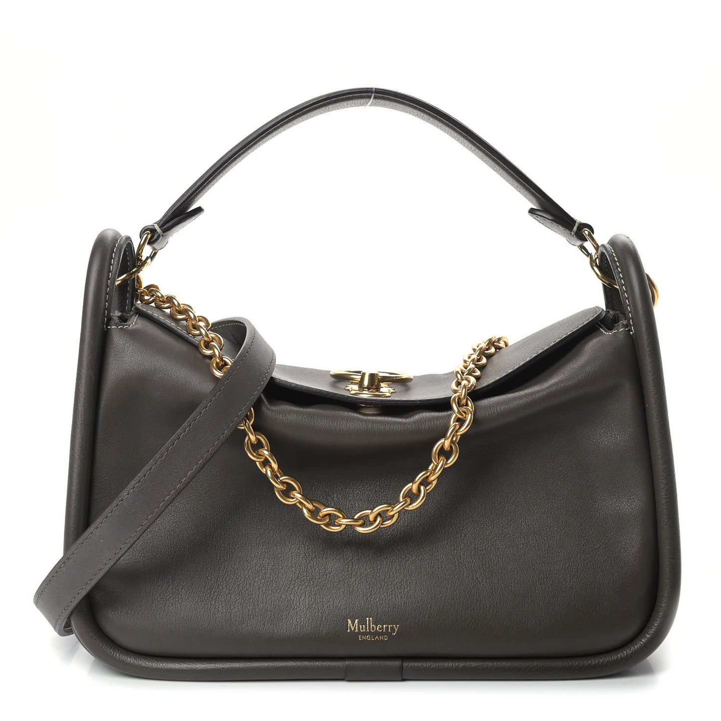 Small Classic Grain Calfskin Small Leighton Dark Grey