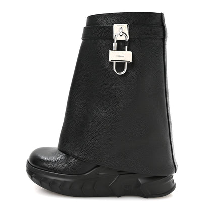 Givenchy Grained Calfskin Shark Lock Biker Ankle Boots 36 Black 1 of 8