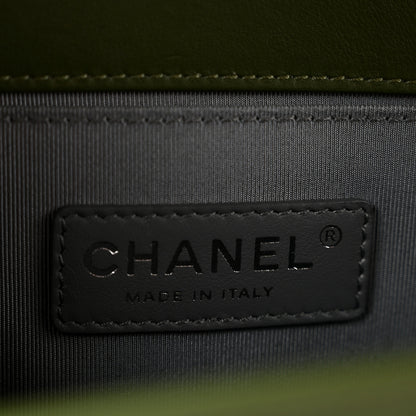 Chanel Calfskin Chevron Quilted Medium Boy Flap Dark Green 6 of 11