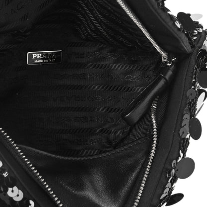 Prada Paillettes Vitello Triangle Crossbody Black 5 of 8