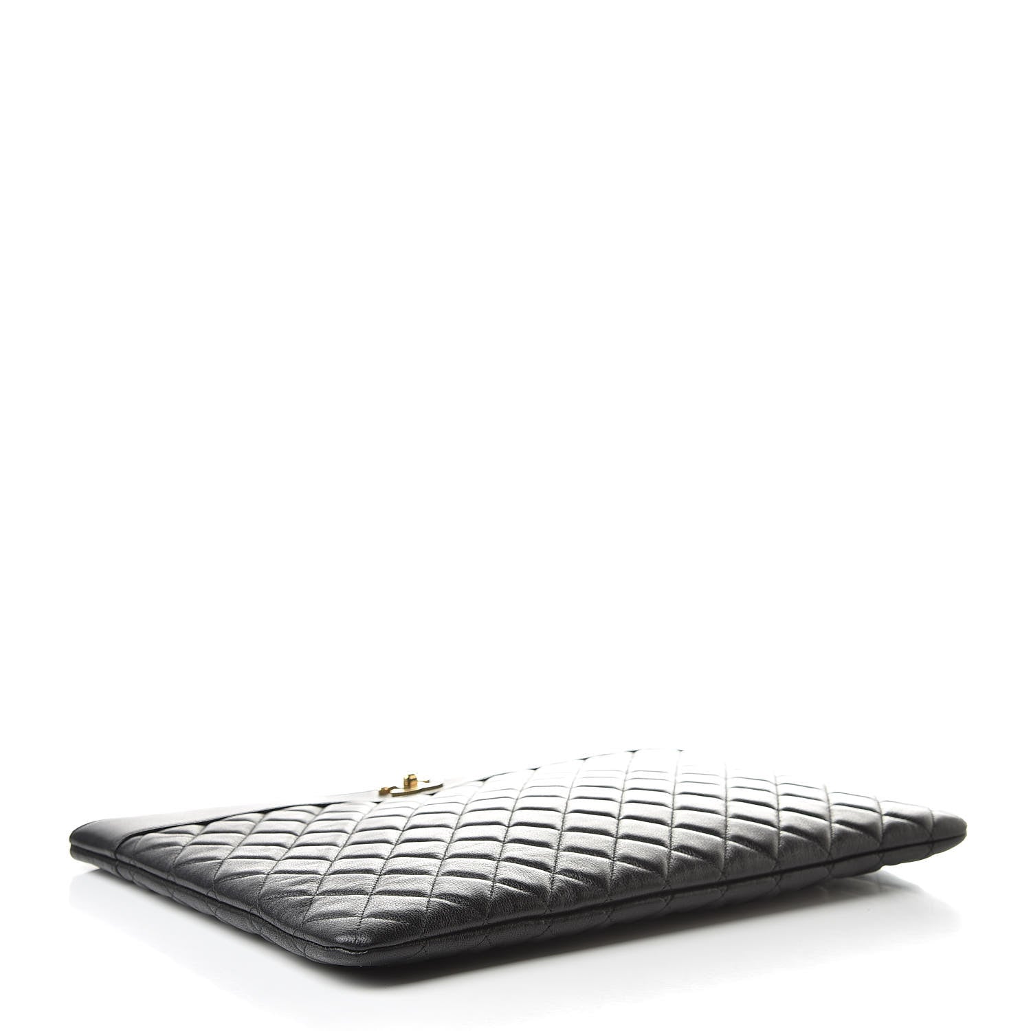 Chanel Lambskin Quilted Large Vintage Mademoiselle Cosmetic Case Black 4 of 7