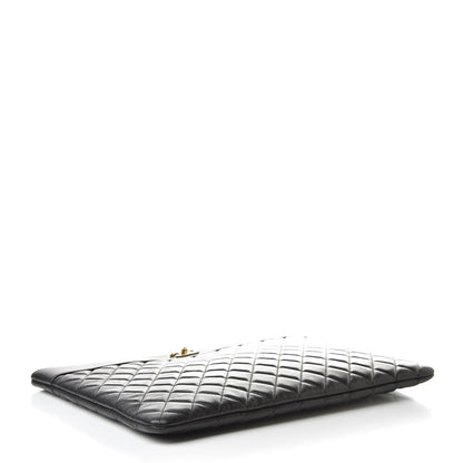 Chanel Lambskin Quilted Large Vintage Mademoiselle Cosmetic Case Black 4 of 7