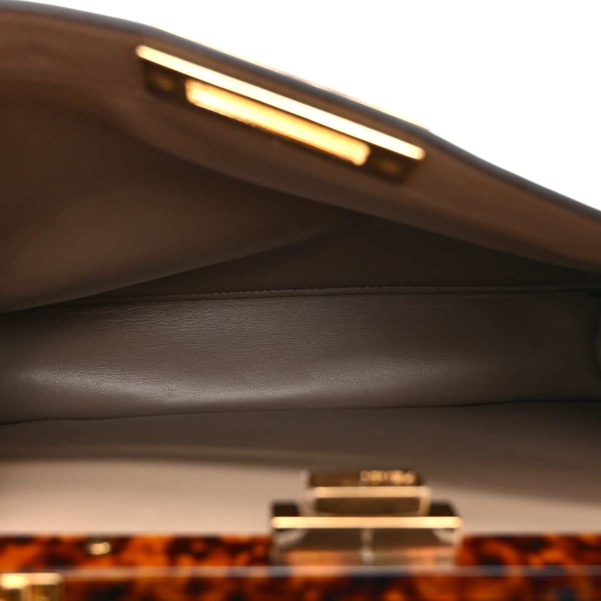 Fendi Vitello Seta Shiny Nappa Plexiglass Medium Peekaboo I SEE U Satchel Tortora 7 of 13