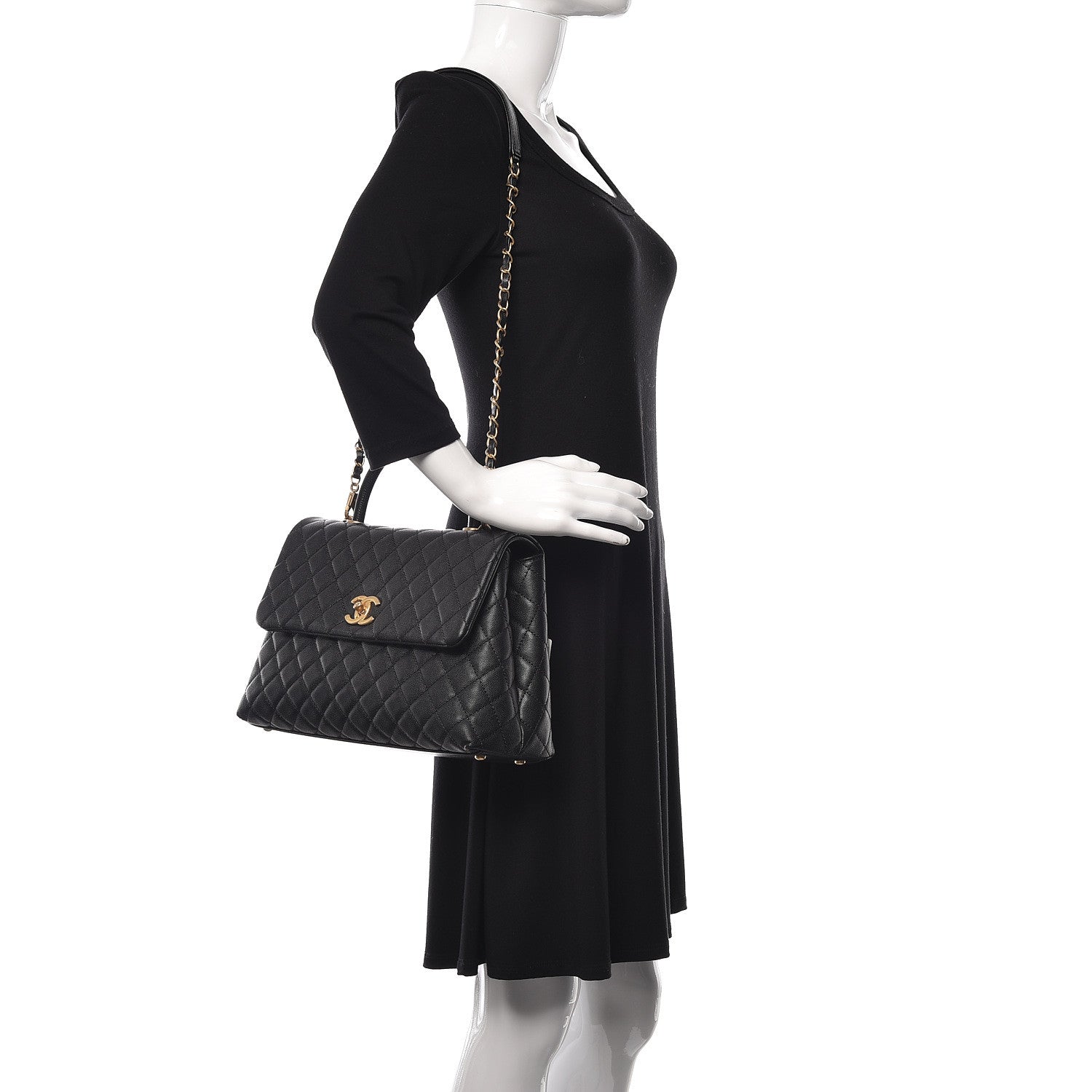 Chanel Caviar Quilted Medium Coco Handle Flap Black 3 of 12