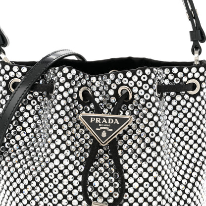 Prada Satin Crystal Metal Triangle Logo Mini Re-Edition 1978 Bucket Bag Crystal 8 of 11