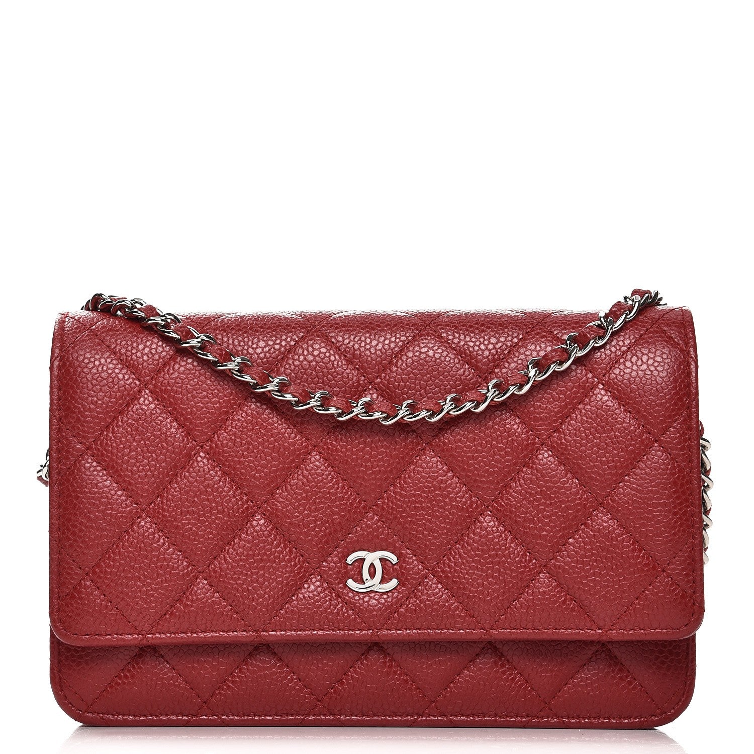 Chanel Caviar Quilted Wallet on Chain WOC Red 1 of 18
