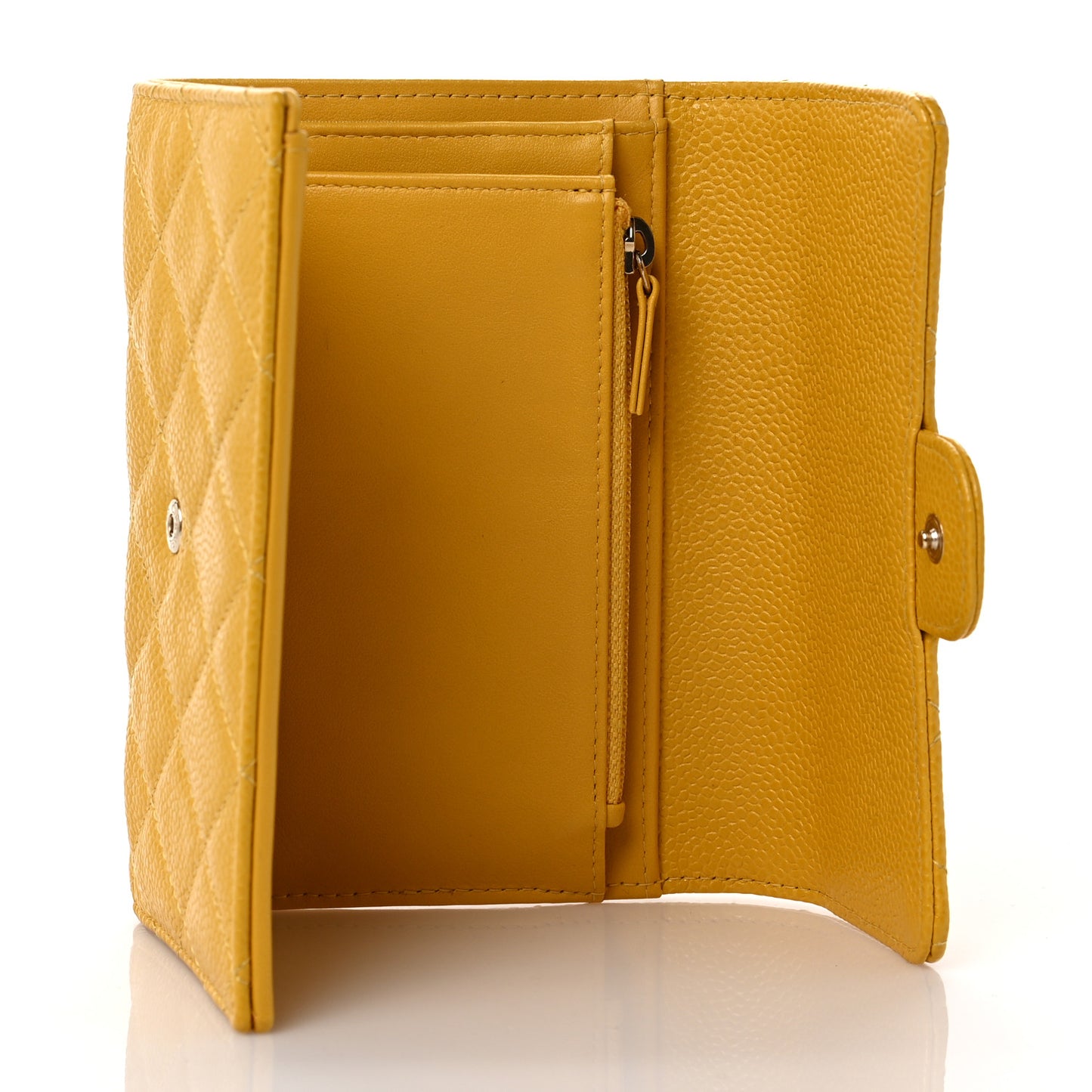 Caviar Quilted Medium Flap Wallet Yellow