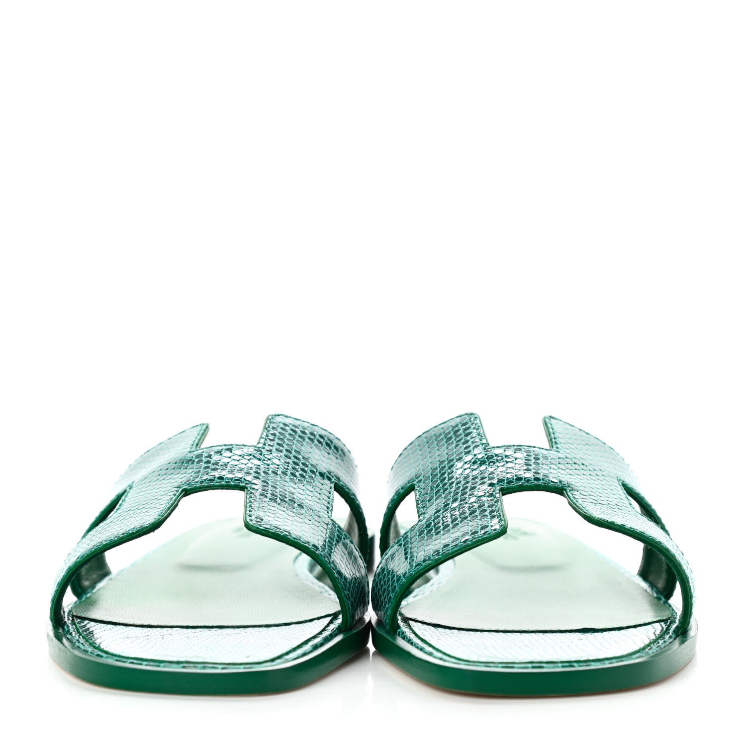 Hermes Lizard Oran Sandals 36.5 Vert Emeraude 2 of 8