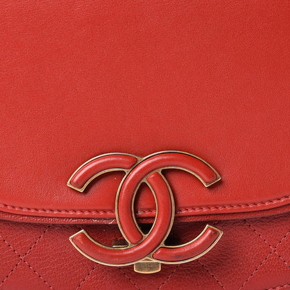 Chanel Shiny Calfskin Goatskin Quilted Small Coco Curve Messenger Flap Red 8 of 15