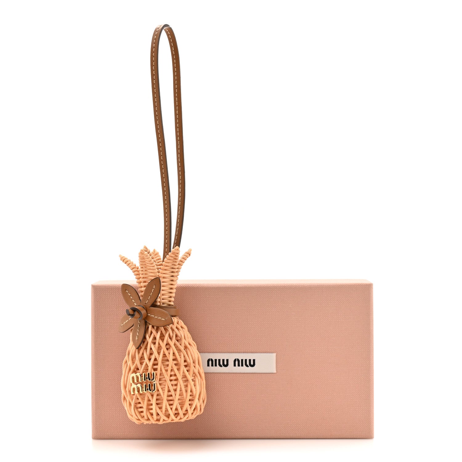 Miu Miu Wicker Midollino Pineapple Trick Bag Charm Naturale 4 of 4