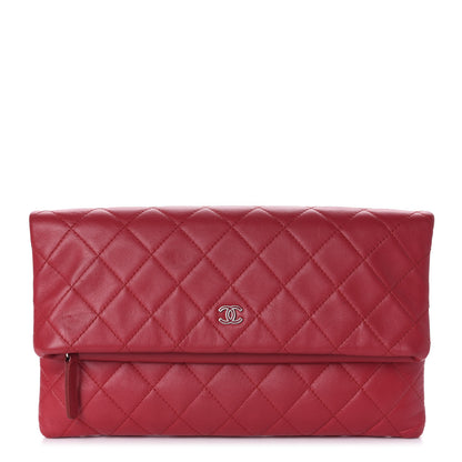 Chanel Lambskin Quilted CC Beauty Clutch Red 1 of 10