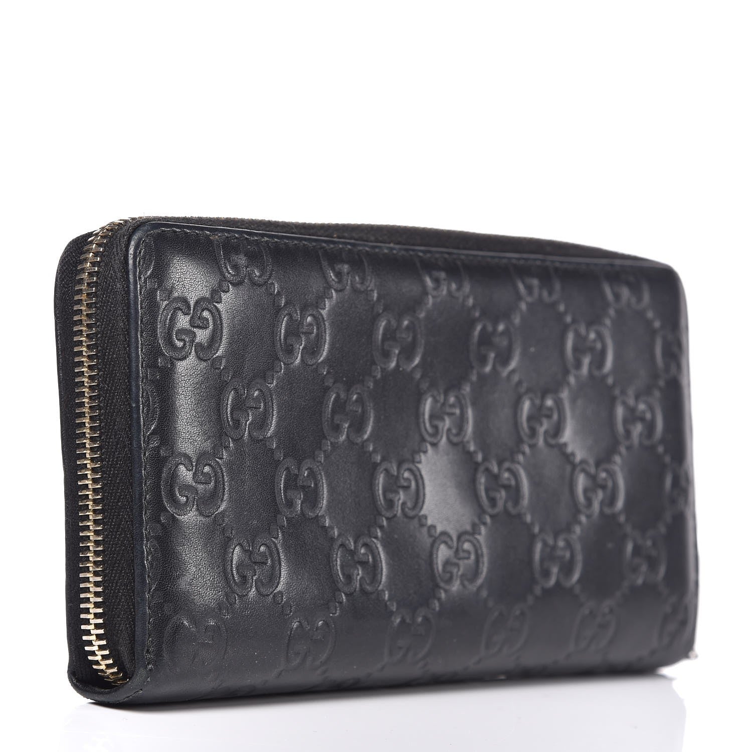 Gucci Guccissima Margaux Calfskin Metal Bar Zip Around Wallet Black 3 of 6