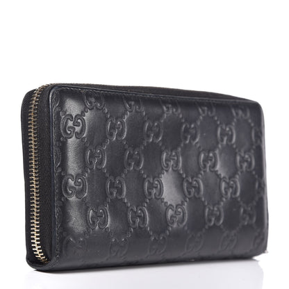 Gucci Guccissima Margaux Calfskin Metal Bar Zip Around Wallet Black 3 of 6