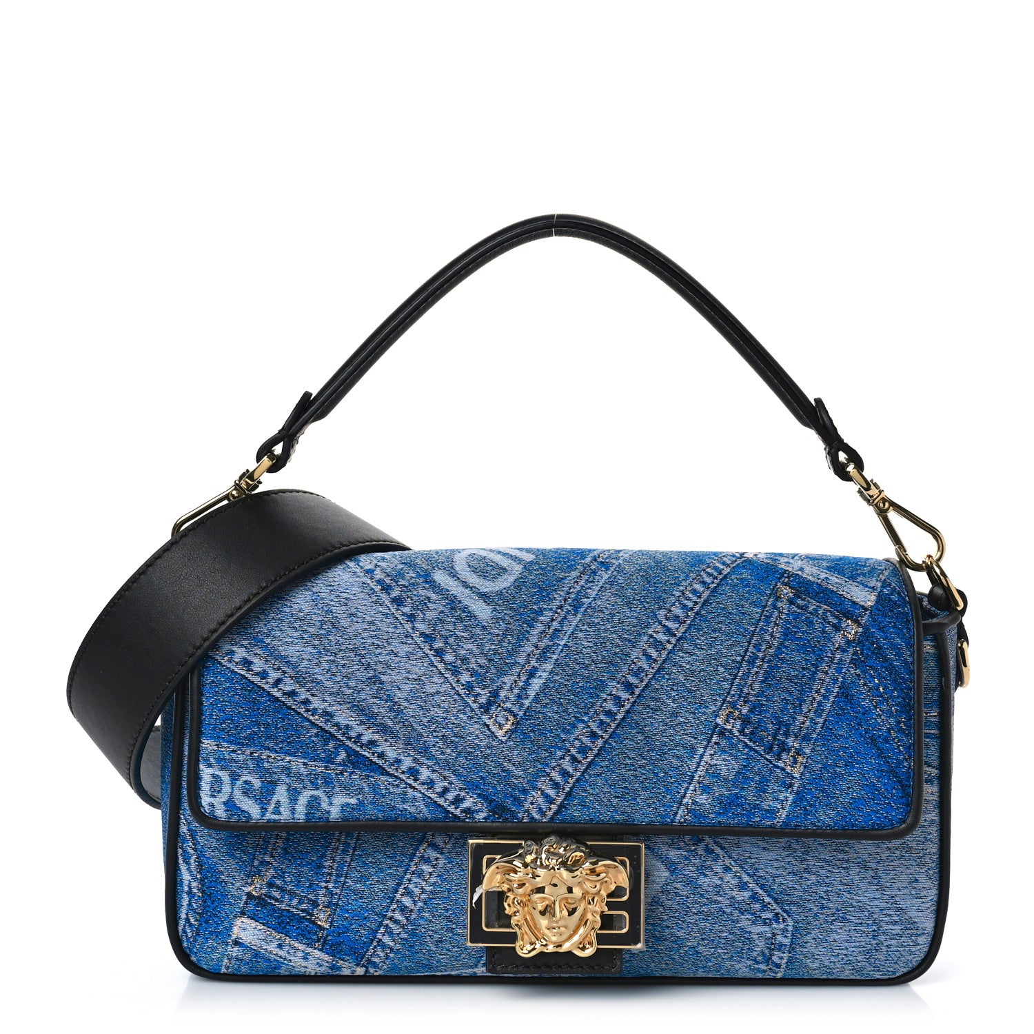 Fendi X VERSACE Denim Fendace Patchwork Baguette Blue 1 of 8